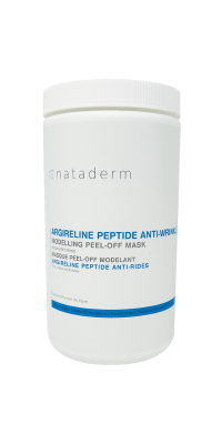 A white container with dark blue writing